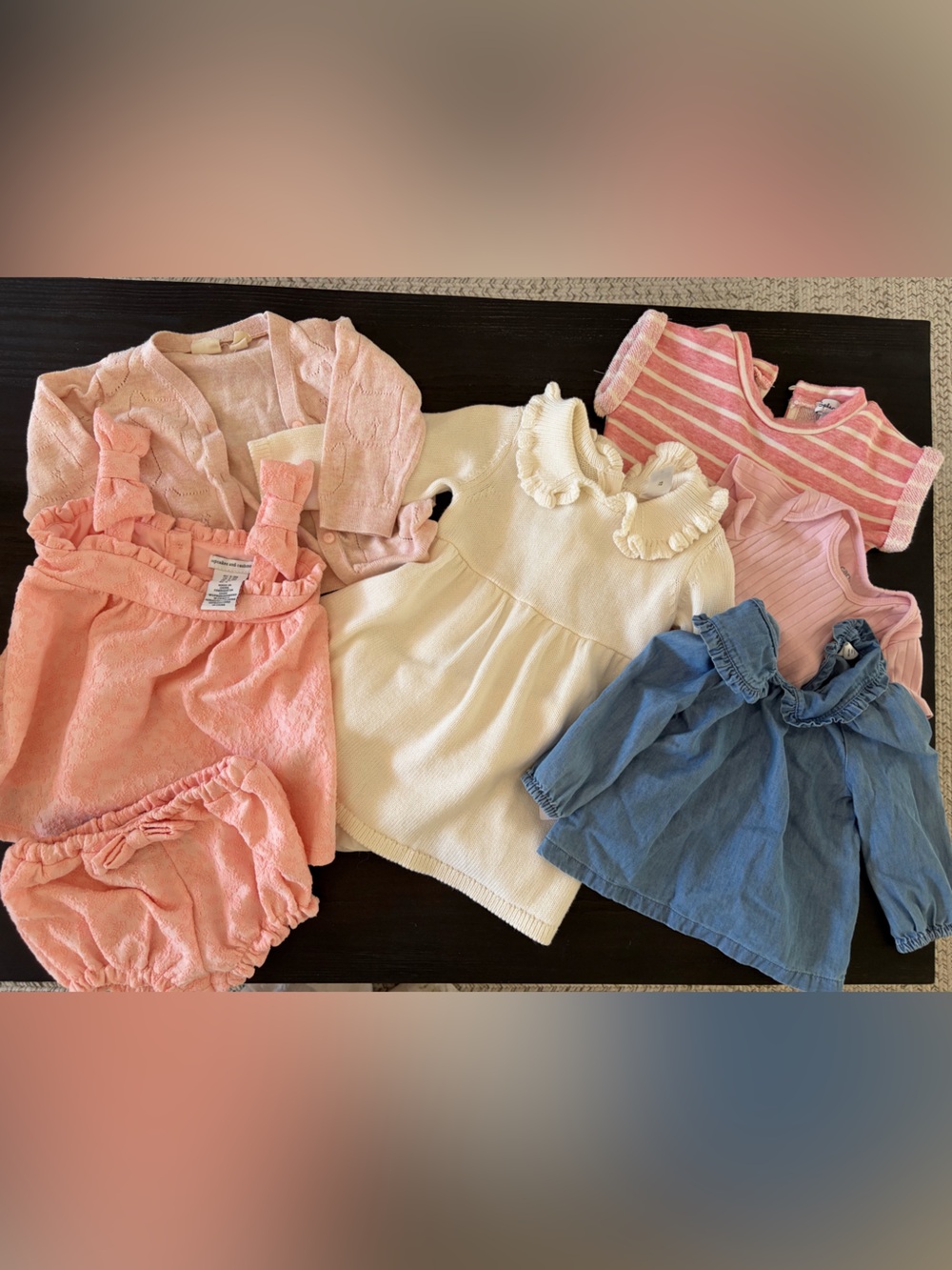 Baby Girl 9M clothing bundle Pink, Cream & Blue Matching Set